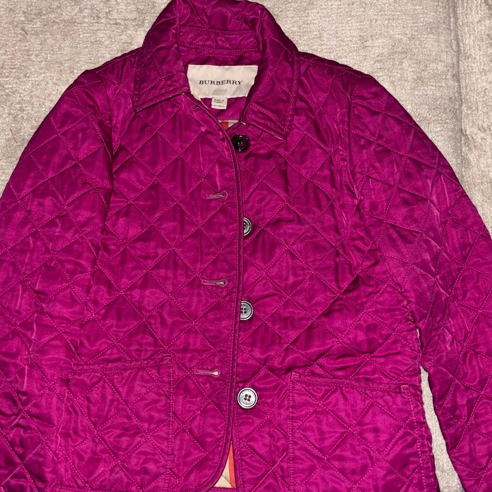 Burberry Girl’s Quilted Puffer Jacket - Fuchsia